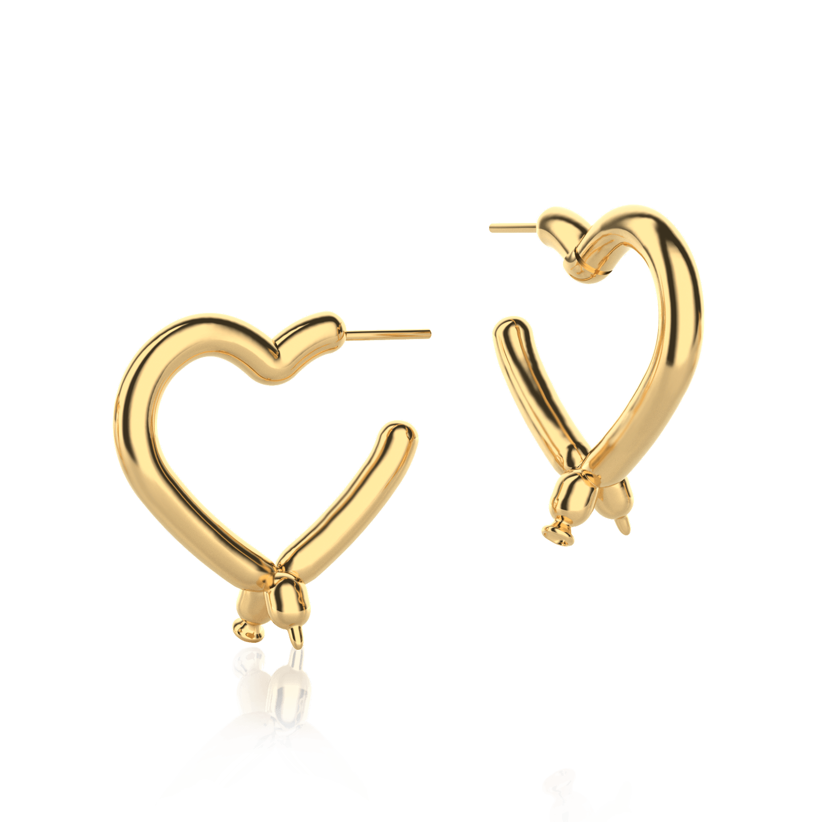 Aretes Latex balloon corazón globo earring dorados