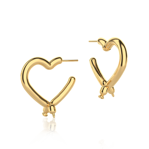 Aretes Latex balloon corazón globo earring dorados