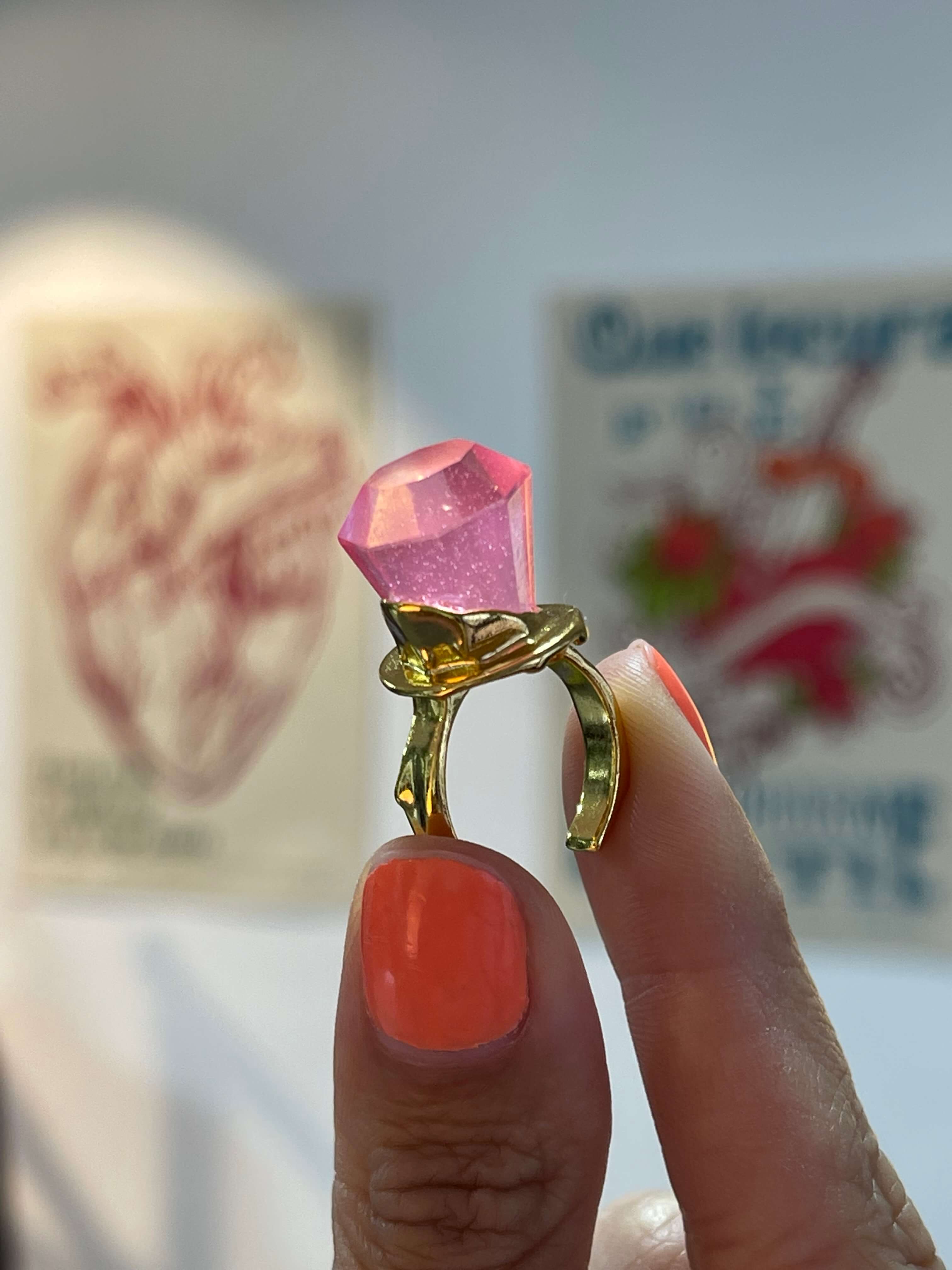 FUN GEM RING Raspberry pink